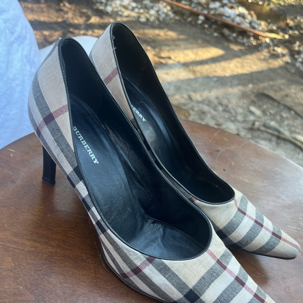 Burberry Checkered Heels - Black and Cream